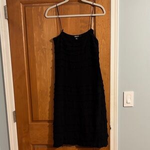 DKNY Navy silk ruffle dress